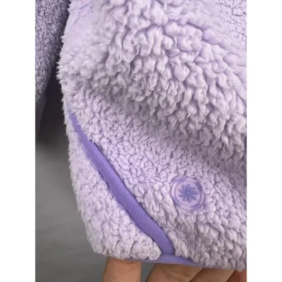 Athleta Girl Hooded Sherpa Pullover, Lavender Purple Fleece Cozy Kangaroo Pocket - Picture 11 of 16